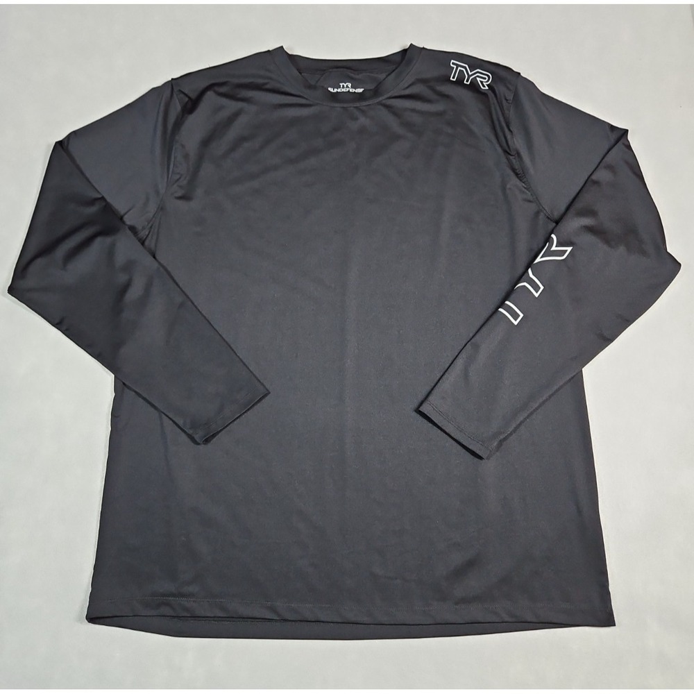 TYR Mens Black Sun Defense Long Sleeve Performance Shirt Size XL